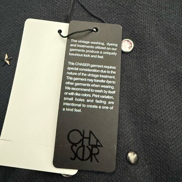 Chaser Black Cropped Embellished Hoodie All Over Jewels Oversized Hoodie Small - Picture 4 of 10